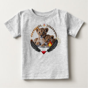 Pour Bébé Twin Lion Cubs Baby Fine Jersey T-Shirt