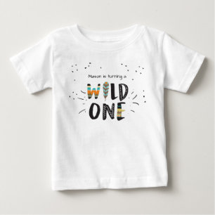Pour Bébé Un premier anniversaire Wild T-shirt Tribal Feathe