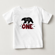 Wild One Woodland Bear Plaid 1er Birthday T-Shirt