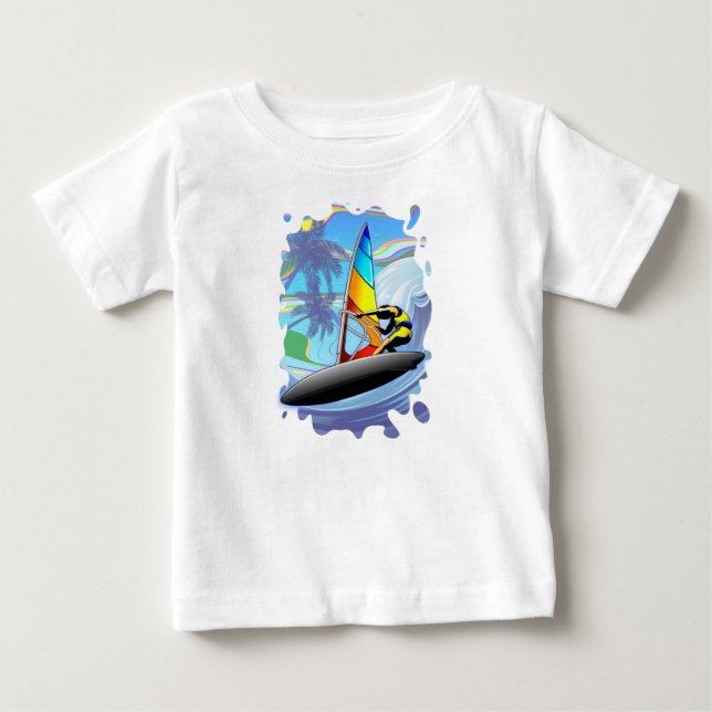 Pour Bébé WindSurfer sur Ocean Waves Baby T-shirt (Devant)