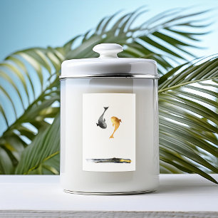 Pour Bocaux Aquarelle Koi Mariage bougie Étiquette