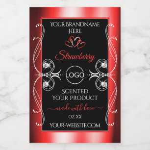 Pour Bocaux Bijoux chatoyants Ruby Rouge Noir Logo Étiquette