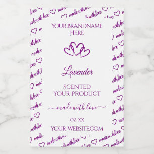 Pour Bocaux Blanc Purple Word Cloud Produit Étiquette Coeurs m