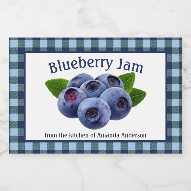 Pour Bocaux Blueberry Jam Plaid H Étiquette alimentaire (Étiquettes simples)
