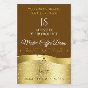 Pour Bocaux Décor or Wavy Classy Brown foncé Étiquette Monogra