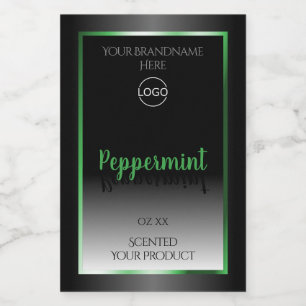 Pour Bocaux Élégant noir blanc Étiquette vert cadre Logo