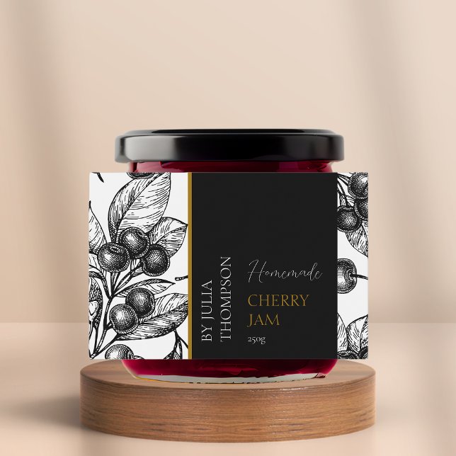 Pour Bocaux Étiquette de confiture de cerisier maison moderne (Créateur téléchargé)