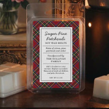 Étiquette de fondus de cire de vacances Tartan Rou