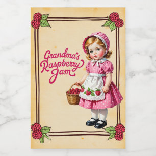Pour Bocaux Étiquette de nourriture vintage Confiture de framb