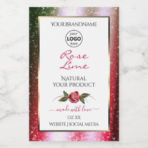 Pour Bocaux Étiquette de produit Blanc Floral Logo Pailleté Ve