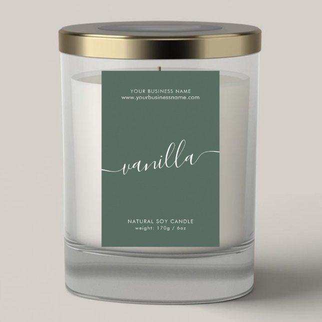 Pour Bocaux Étiquette de produit de chandelle de script vert m (Créateur téléchargé)