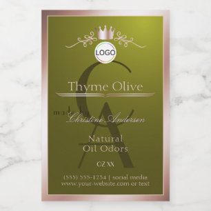 Pour Bocaux Étiquette de produit d'olive cadre rose or logo mo