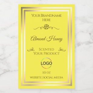 Pour Bocaux Étiquette de produit Jaune brillant Gold Frame ave