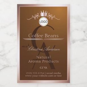 Pour Bocaux Étiquette de produit marron avec cadre en rosegold