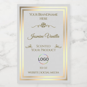 Pour Bocaux Étiquette de produits Pastel Grey avec cadre or et