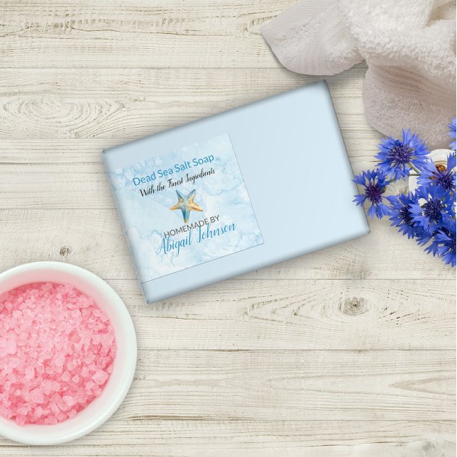 Pour Bocaux Étiquette de savon à l'Aquarelle bleu ivoire (Créateur téléchargé)