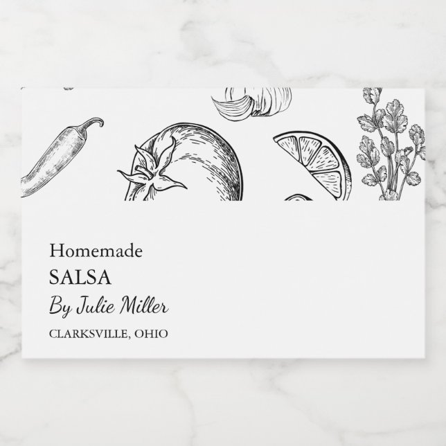 Pour Bocaux Étiquette simple de salsa de tomate noire et blanc (Étiquettes simples)