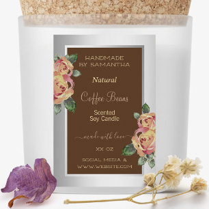 Pour Bocaux Fleurs Étiquette de produit Brown bougie d'argent