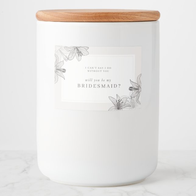 Pour Bocaux Illustration Floral Lys Bridesmaid Étiquette bougi (Devant)