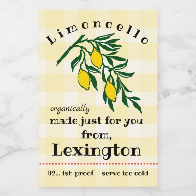 Pour Bocaux Limoncello Étiquette bouteille de citron bio | (Étiquettes simples)