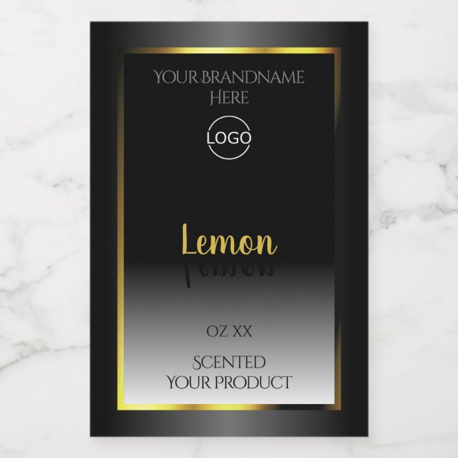 Pour Bocaux Logo Étiquette Gold Frame  Black White (Étiquettes simples)