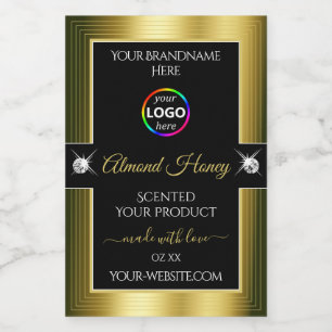 Pour Bocaux Opulemment Black Shiny Gold avec Étiquette de prod