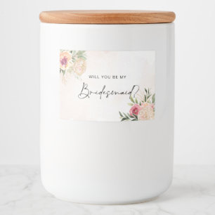 Pour Bocaux Peony et Gold Foil fleurit Bridesmaid Étiquette de