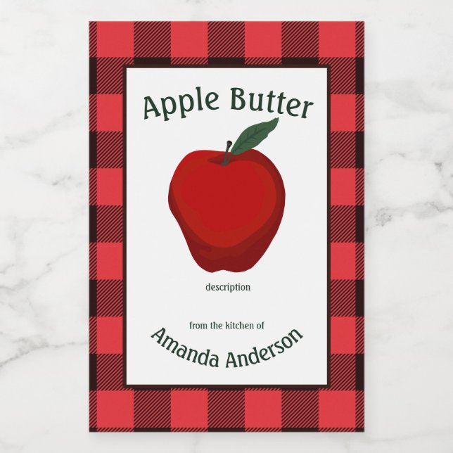 Pour Bocaux Pomme Beurre Conserve Plaid V Étiquette alimentair (Étiquettes simples)