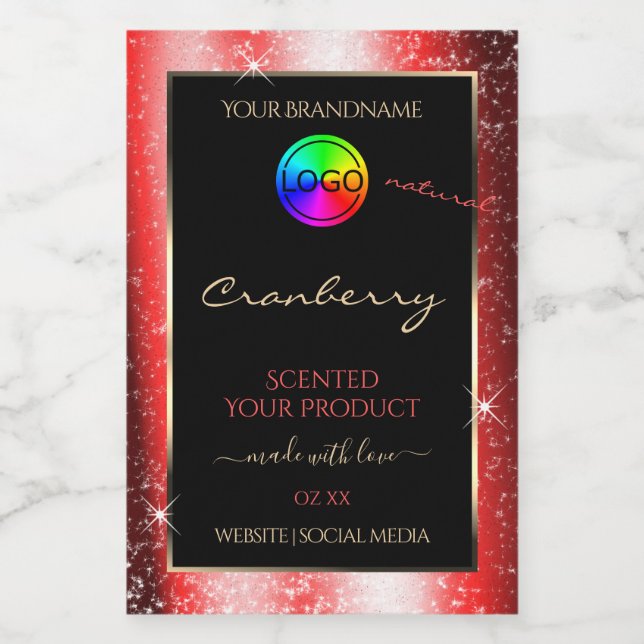 Pour Bocaux Ruby Red Parties scintillant Frame Étiquette produ (Étiquettes simples)