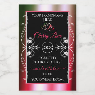 Pour Bocaux Shimmery Red Green Produit Étiquette Logo Bijoux N
