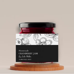 Pour Bocaux Simple Étiquette de confiture de canneberge noire
