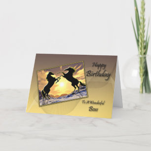 Pour Boss, carte d'anniversaire avec chevaux d'éle