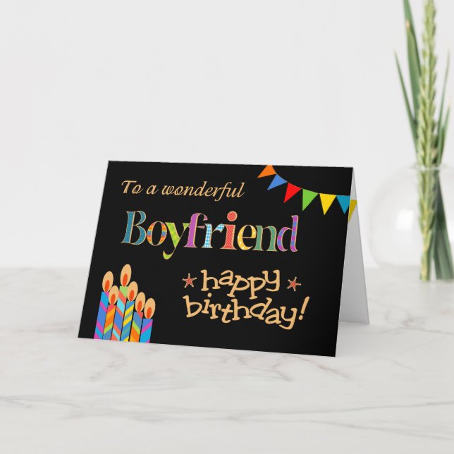 Pour bougies chic Boyfriend, carte d'anniversaire  (Devant)