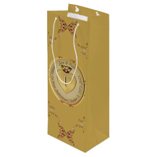 Pour Bouteille 1er ou 50e Sac cadeau Ochre d'or