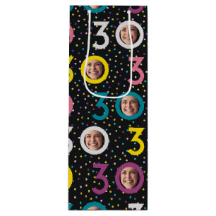 Pour Bouteille 30e anniversaire Personnaliser photo Sac cadeau vi