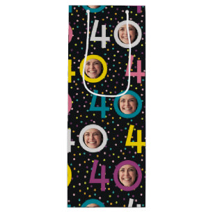 Pour Bouteille 40e anniversaire Personnaliser photo Sac cadeau vi