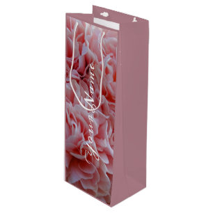 Pour Bouteille Fleurs de velours rose Mallow Cadeau Sac