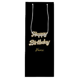 Pour Bouteille Sac cadeau d'anniversaire personnalisé Gold Elegan
