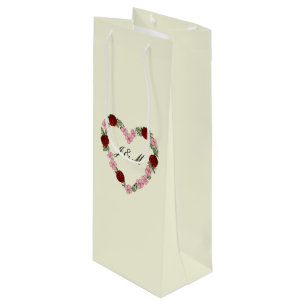 Pour Bouteille Sac cadeau de crème au vin avec un cœur rose 
