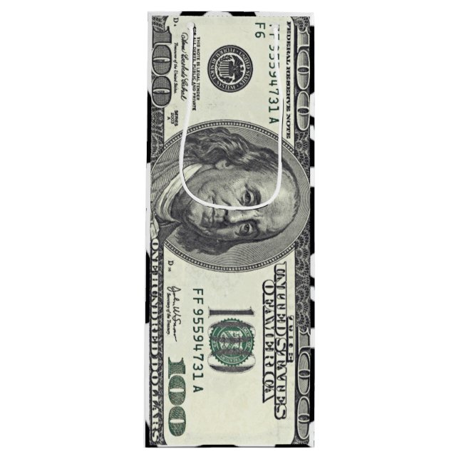 Pour Bouteille Sac cadeau de facture de cent dollars (Devant)