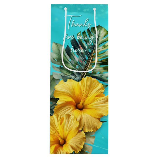 Pour Bouteille Sac cadeau de fête de mariage Blue Waves (Devant)