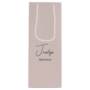 Pour Bouteille Sac Cadeau de Mariage Personnalisé Rose Poussiéreu