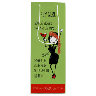Pour Bouteille Sac cadeau de Noël blanc Funky Sisterhood Vin
