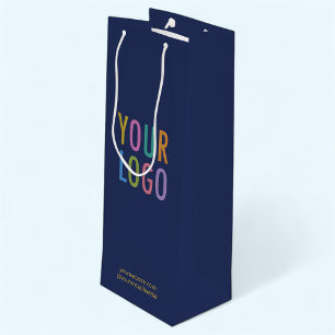 Pour Bouteille Sac cadeau de vin bleu marine personnalisé avec lo