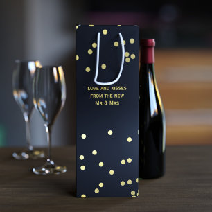 Pour Bouteille Sac cadeau Faux Gold Confetti Dots Matte Black Win