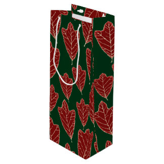 Pour Bouteille Sac cadeau Feuille en chêne contemporain