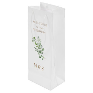 Pour Bouteille Sac Cadeau Monogram Eucalyptus Mariage Petit Faveu