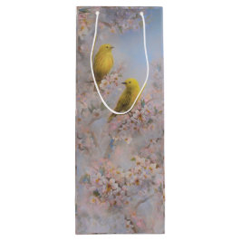 Pour Bouteille Sac cadeau Oiseaux Jaunes