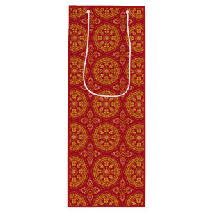 Pour Bouteille Sac cadeau Red & Gold Arabesque