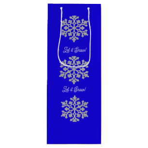 Pour Bouteille Snowflakes sur le sac cadeau bleu